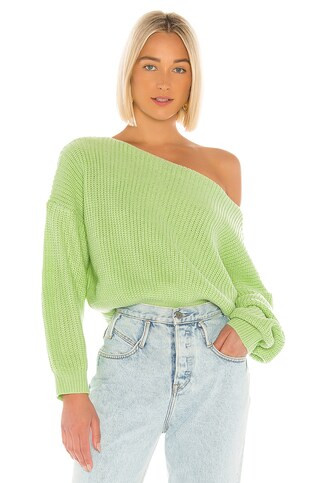 superdown Lulu Off Shoulder Sweater in Mint from Revolve.com | Revolve Clothing (Global)