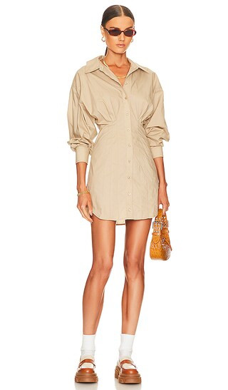 The Ismene Mini Dress in Khaki | Revolve Clothing (Global)
