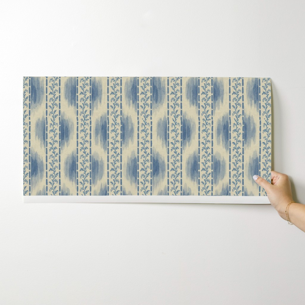 Wallpaper in Ikat Vine Blue | Spoonflower