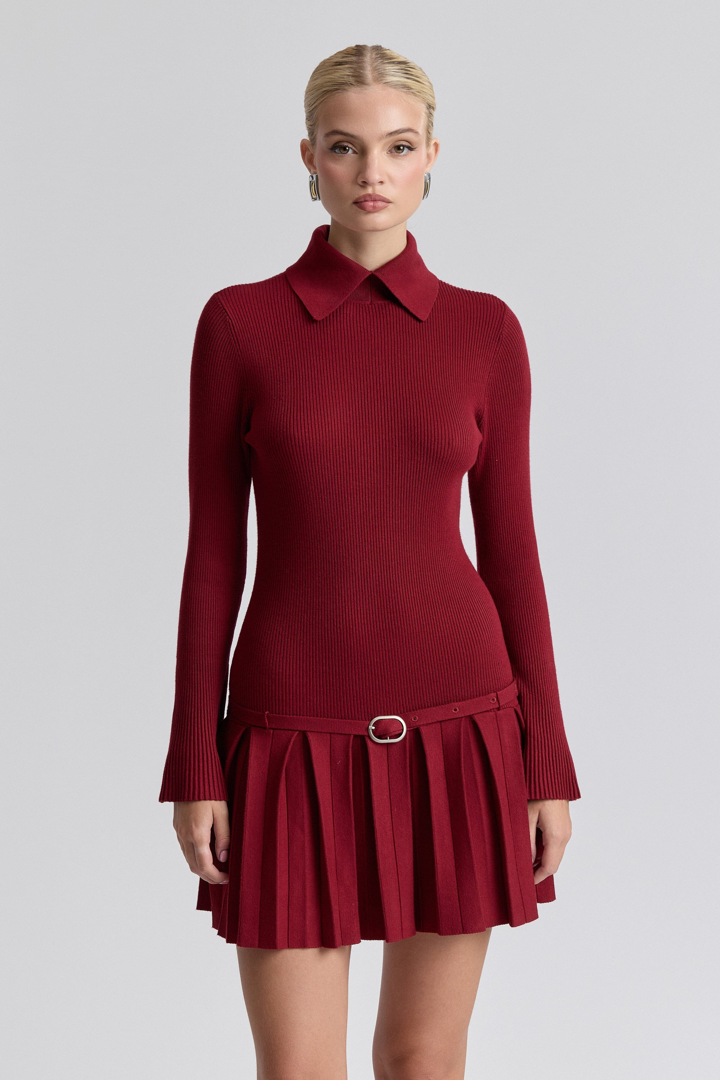 Drop-Waist Pleated Mini Sweater Dress | Avec Les Filles