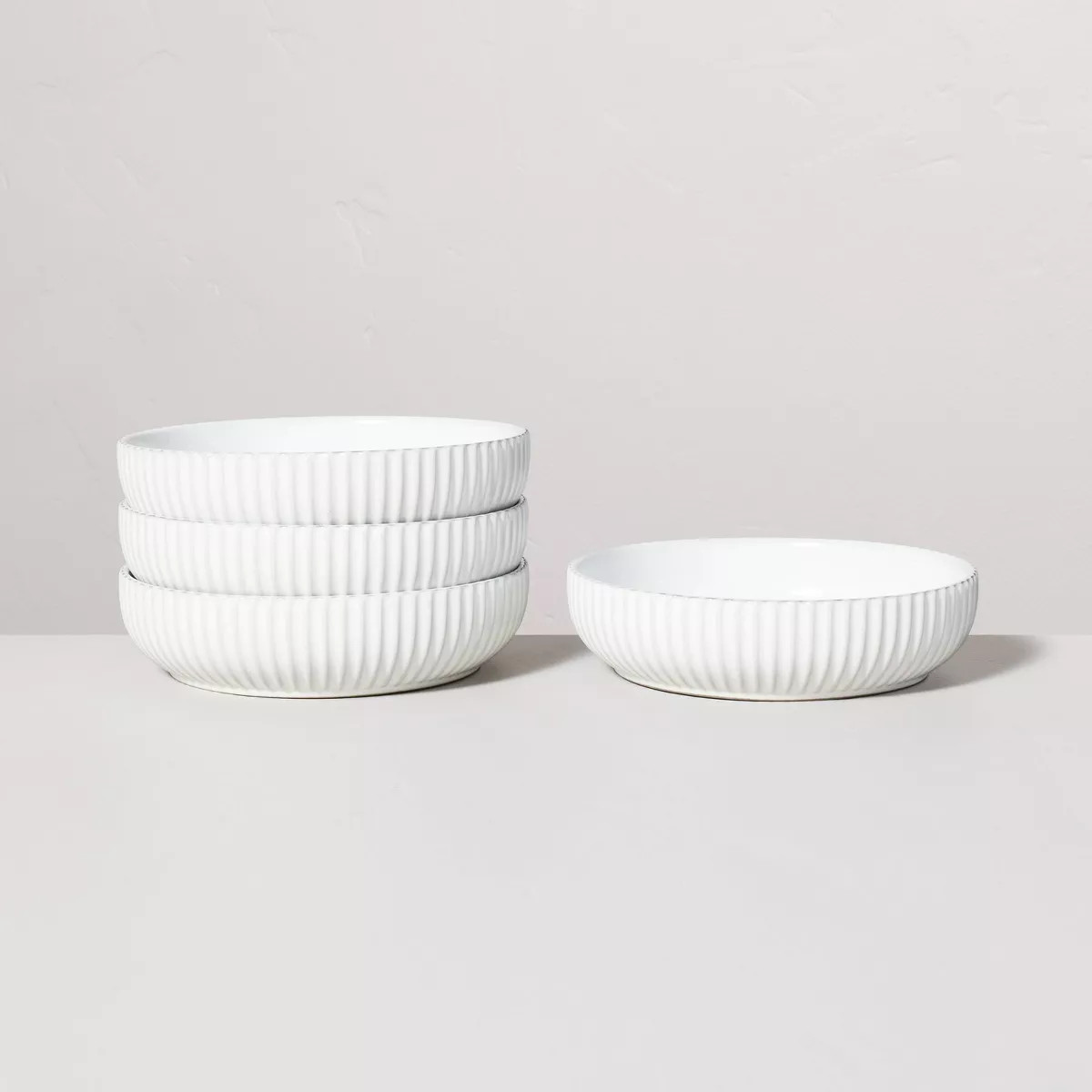 34oz Fluted Stoneware Pasta/Grain Bowl Cream - Hearth & Hand™ with Magnolia | Target