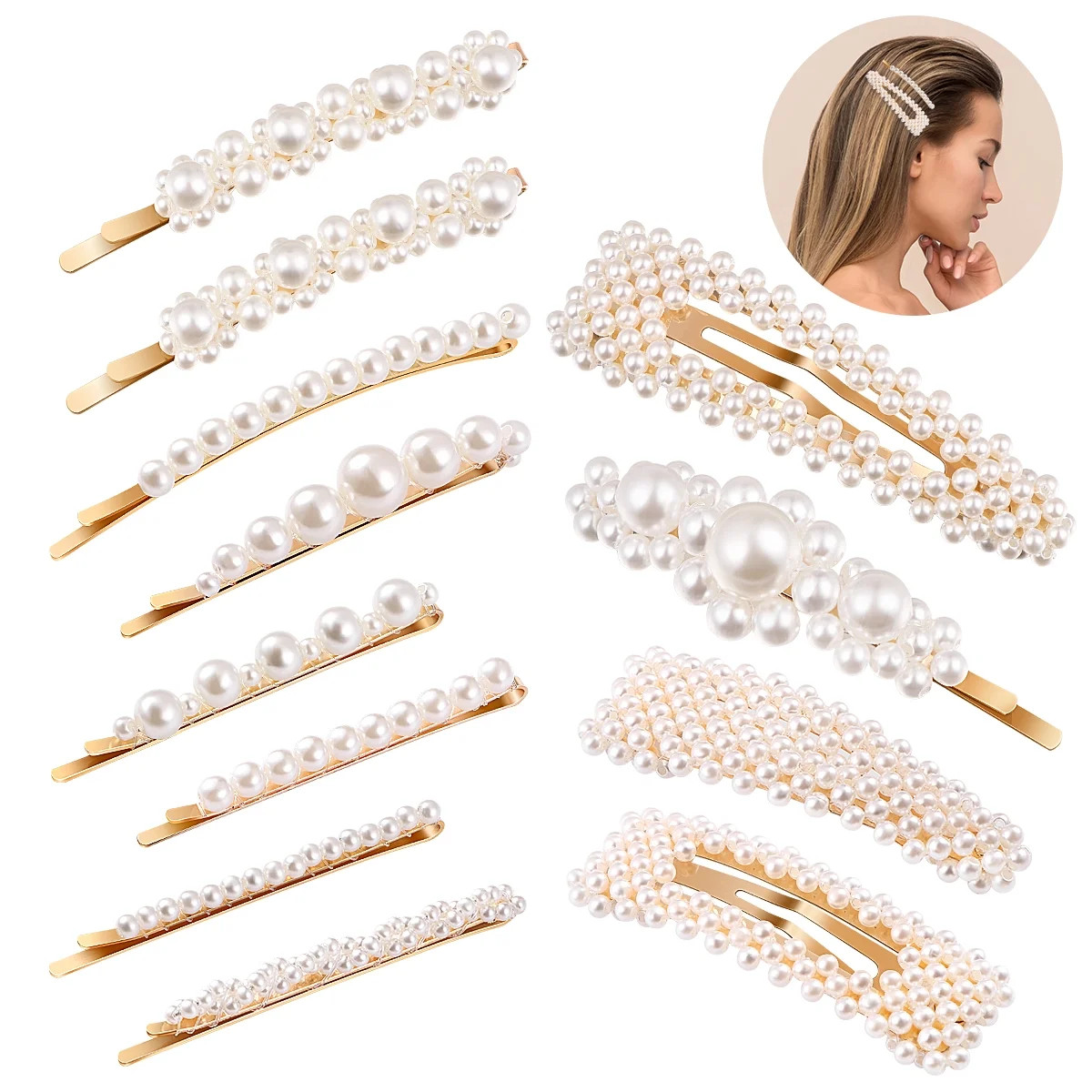 12Pcs Pearl Hair Clips For Women Lady Girls Pearl Wrapped Hairpins Barrettes, Wedding Bridal Orna... | Walmart (US)