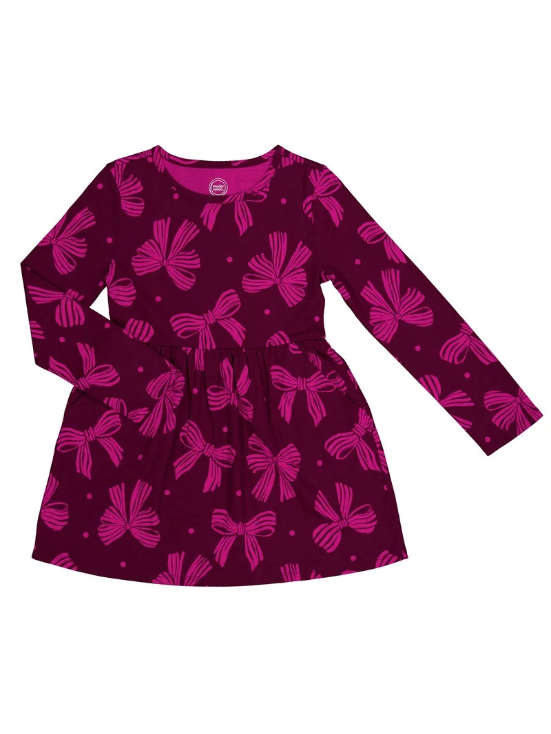 Wonder Nation Girls Long Sleeve Play Dress, Sizes 4-18 & Plus | Walmart (US)