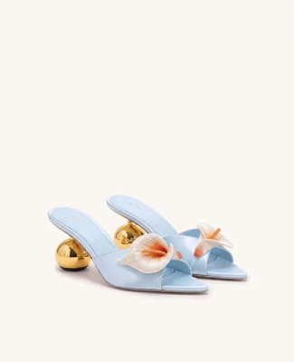 Bianca Calla Lily Sphere Heel Mules - Blue | JW PEI US