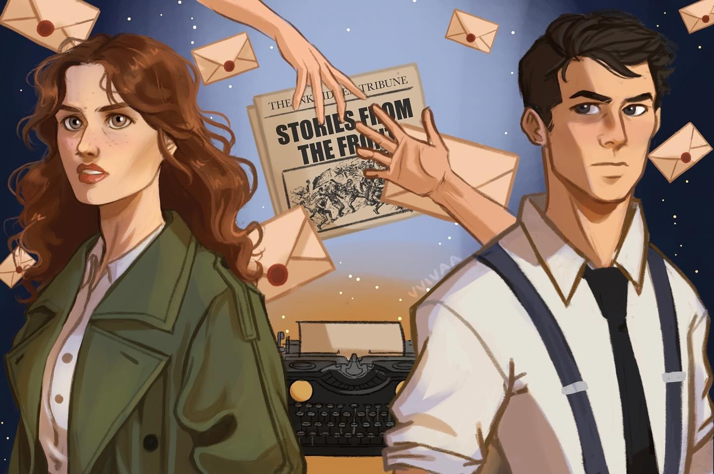 Iris and Roman from Divine Rivals 🗞️ 
•
This book was one of my favorite reads of last year. I actually started this drawing back in December and abandoned it until now 😅 I didn’t even intend to finish it, but I wanted to draw something and didn’t want to start over on something new so this got pulled from the WIP grave 🙌🏼 my process has changed a bit too since working on this so it was kinda hard to know where to start but here’s the final result! It’s interesting to see how art and process can change.

What have been your favorite reads of 2024 so far? Give me suggestions!! 
•
#art #artistsoninstagram #divinerivals #illustration #romankitt #iriswinnow #characterdesign #characterart