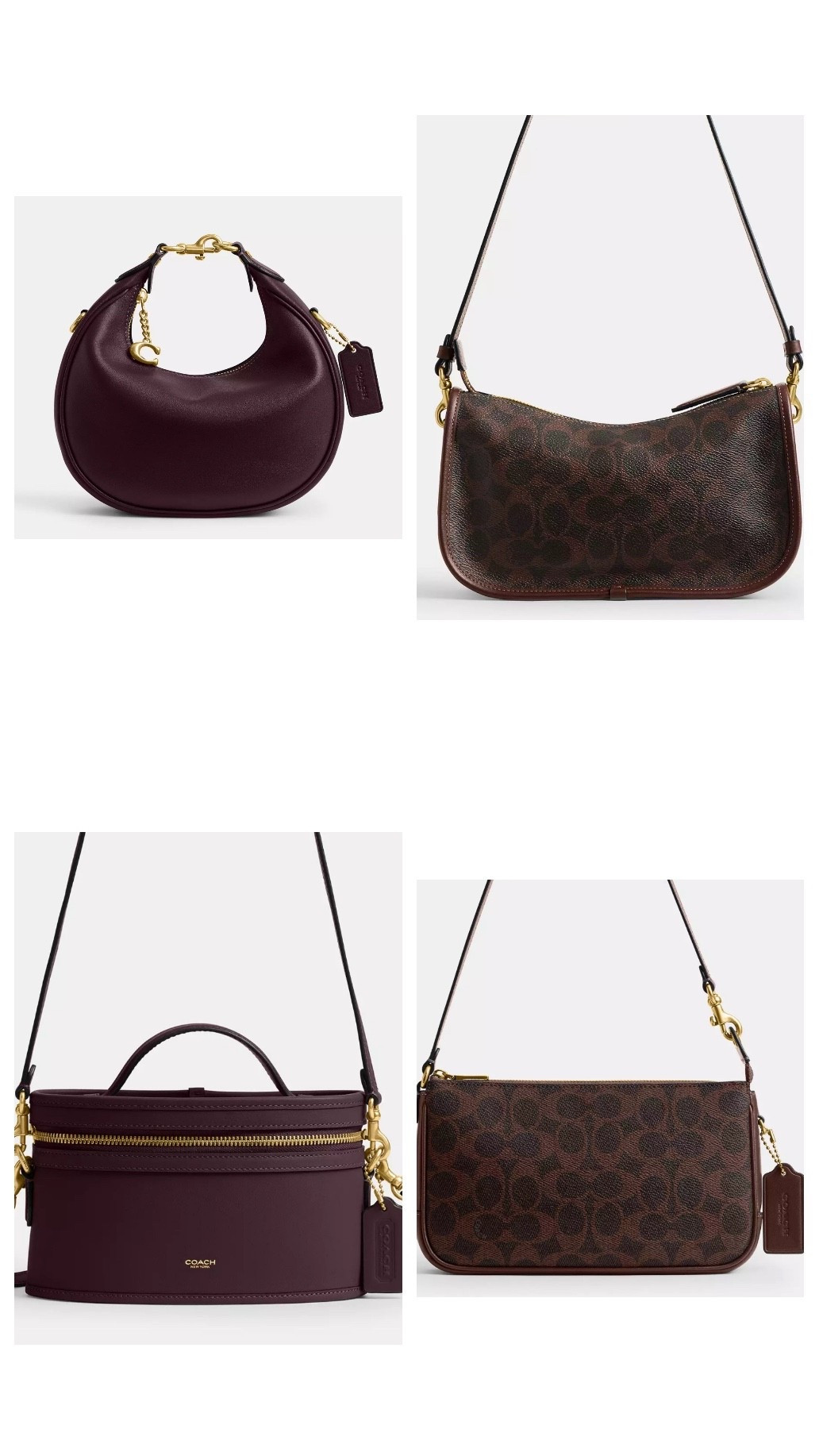 Some of my favorite small fall colored bags from Coach. Maple Brown & black currant, so sweet for your fall/winter wardrobe. 

Ranging from $125- $295 and great for holiday gift ideas. 

Guess which one I got? 

#LTKGiftGuide #LTKSeasonal #LTKHoliday