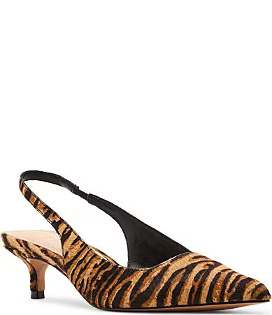 Steve Madden Kittie-Z Zebra Print Haircalf Kitten Heel Slingback Dress Pumps - 9.5 | Dillard's
