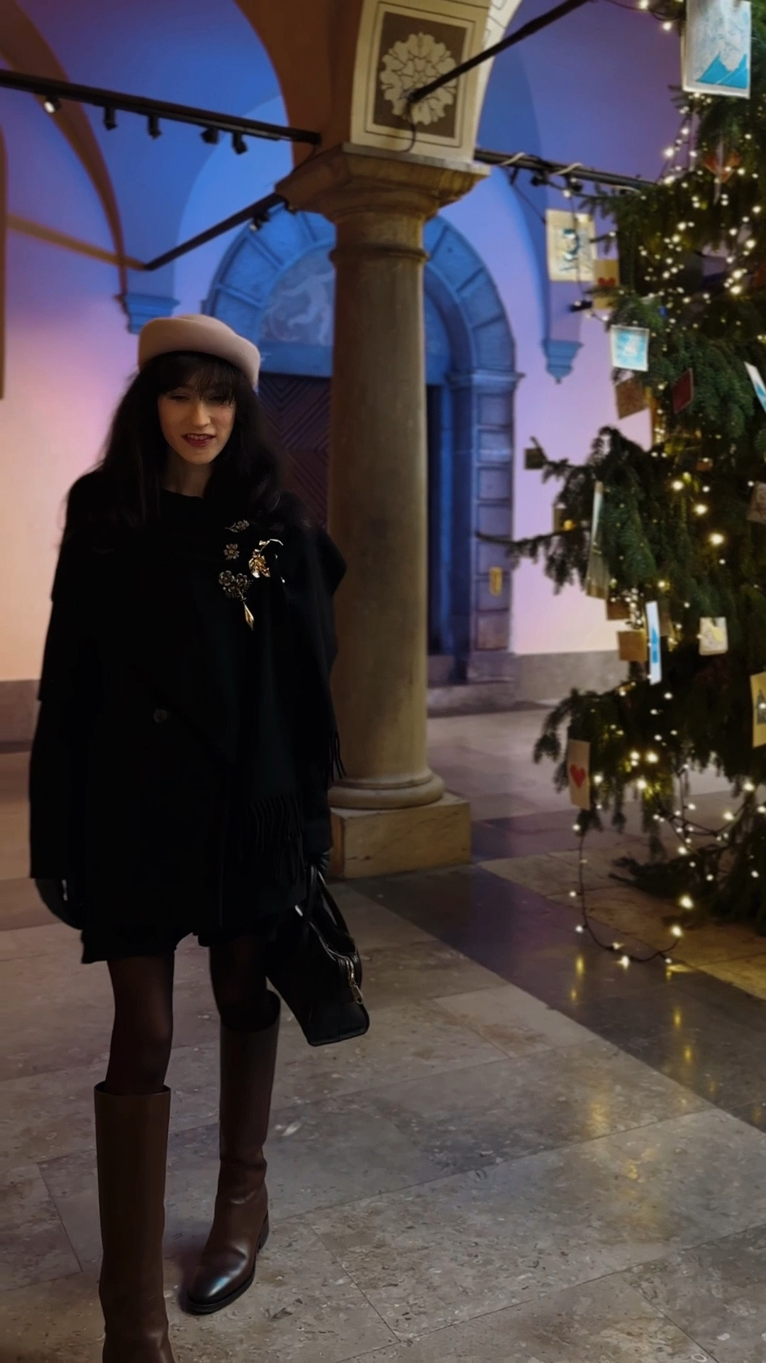 Christmas outfits, Christmas outfit, Christmas tree lightening outfit, black peacoat, pink pillbox hat, brooches, brooched, brown tights, brown boots, riding boots, casual Christmas outfit

#LTKootd #LTKHoliday #LTKTravel