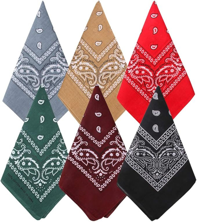3 Pack 100% Cotton Paisley Pattern Bandanas Face Mask Square Scarf Headwear | Amazon (US)