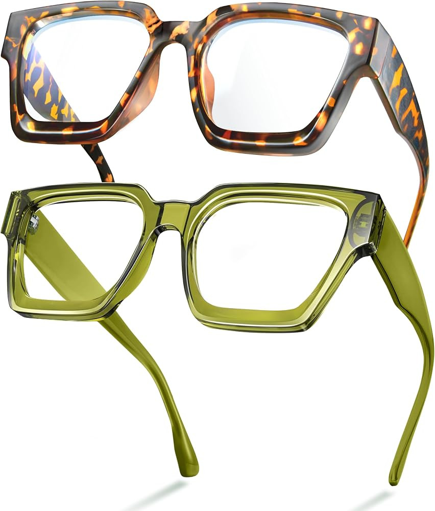 livho Oversized Eyewear Frame for Woman and Men - Rectangle Fashion Glasses for Computer, Chic Pr... | Amazon (US)