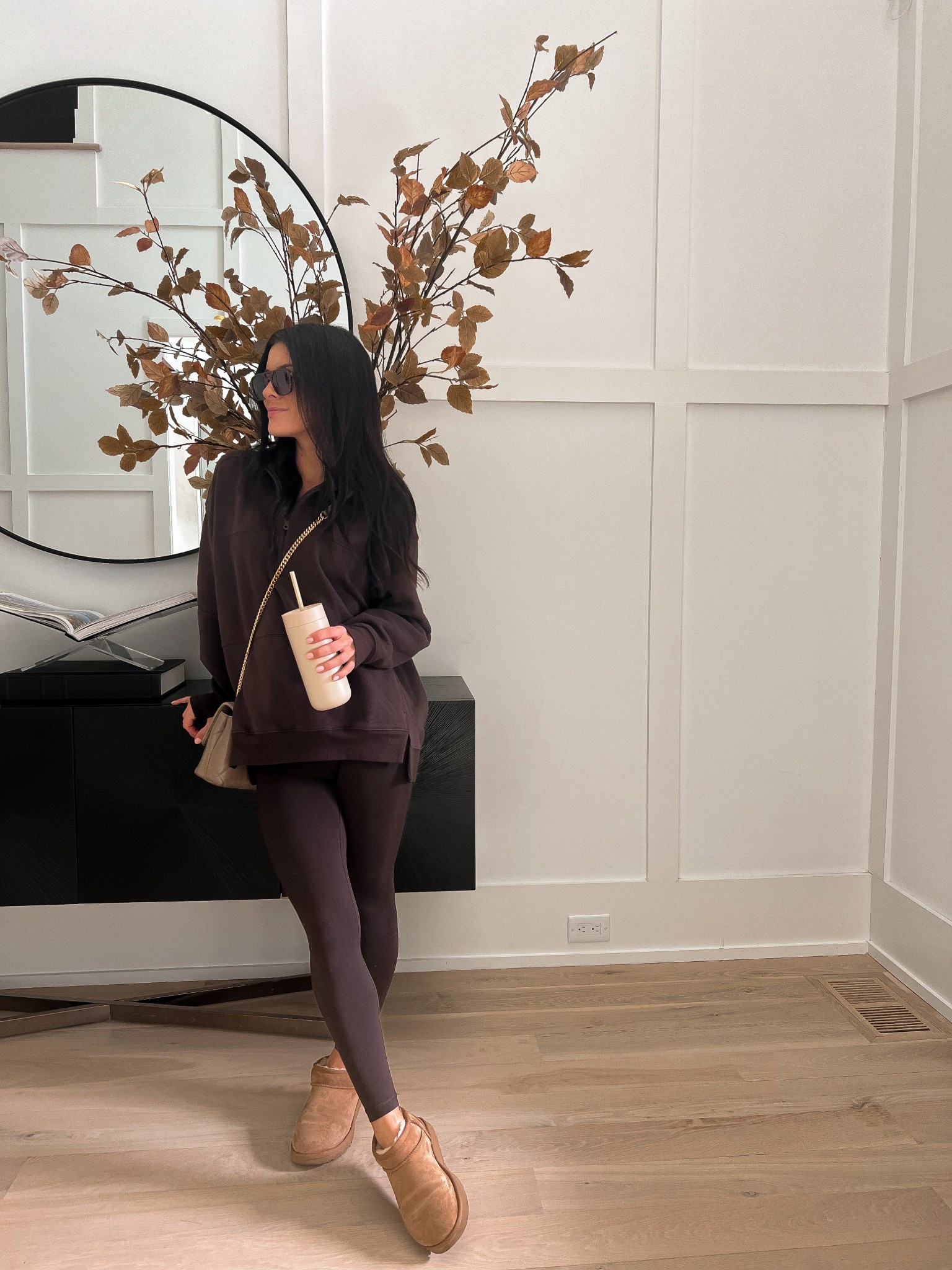 Monochromatic chocolate brown casual ootd (xs in sweatshirt and xs short in leggings-5’4” for reference)

#LTKSeasonal #LTKPetite #LTKActive