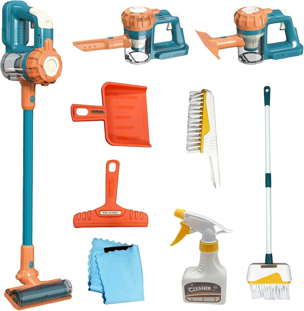 Kids Vacuum That Really Works 9Pcs Aged 3+ Kids Cleaning Set for Toddlers Toy Cleaner Kids Broom ... | Amazon (US)