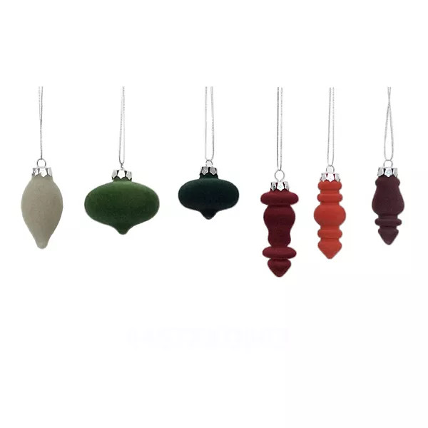 St. Nicholas Square® 6-pc. Glass Flocked Shape Neutral Christmas Ornament Set | Kohl's