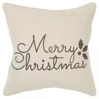 Natural Holiday "Merry Christmas" Sentiment Cotton Poly Filled 20 in. x 20 in. Decorative Throw P... | The Home Depot