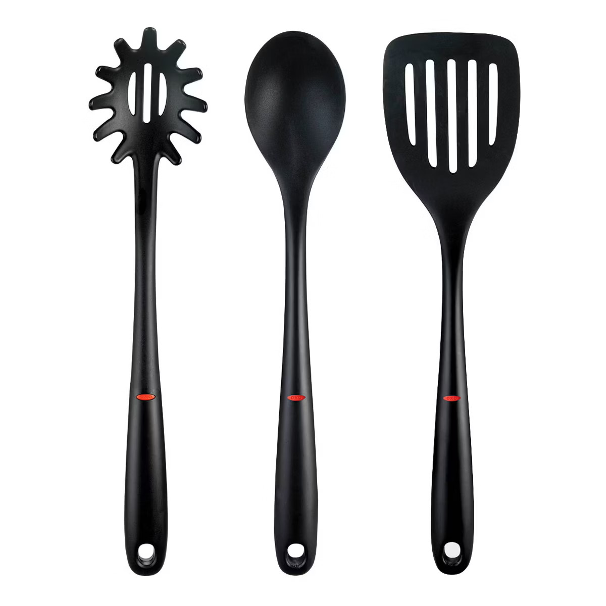 OXO 3pc Nylon Utensil Set Black: Kitchen Utensils with Soft-Grip Handle, Includes Pasta Spoon & S... | Target