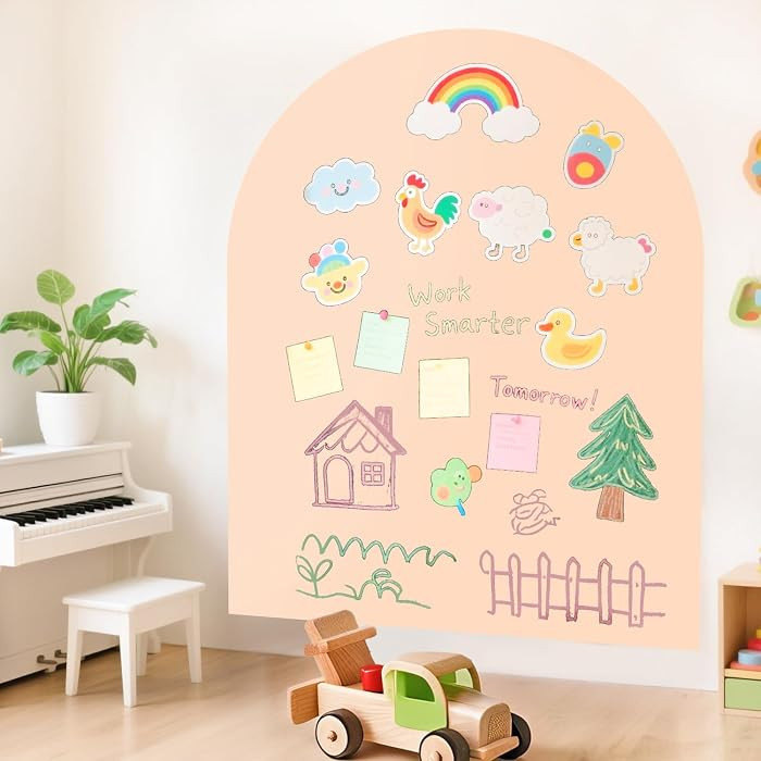 Magnetic Wall Decal 40x32 Inch Milk Tea Color Magnetic Wall Decal Arch Chalkboard with Multiple A... | Amazon (US)