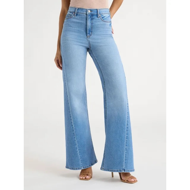 Sofia Jeans Women's Margot Wide Tri Inset High Rise Jeans, Sizes 0-20 | Walmart (US)