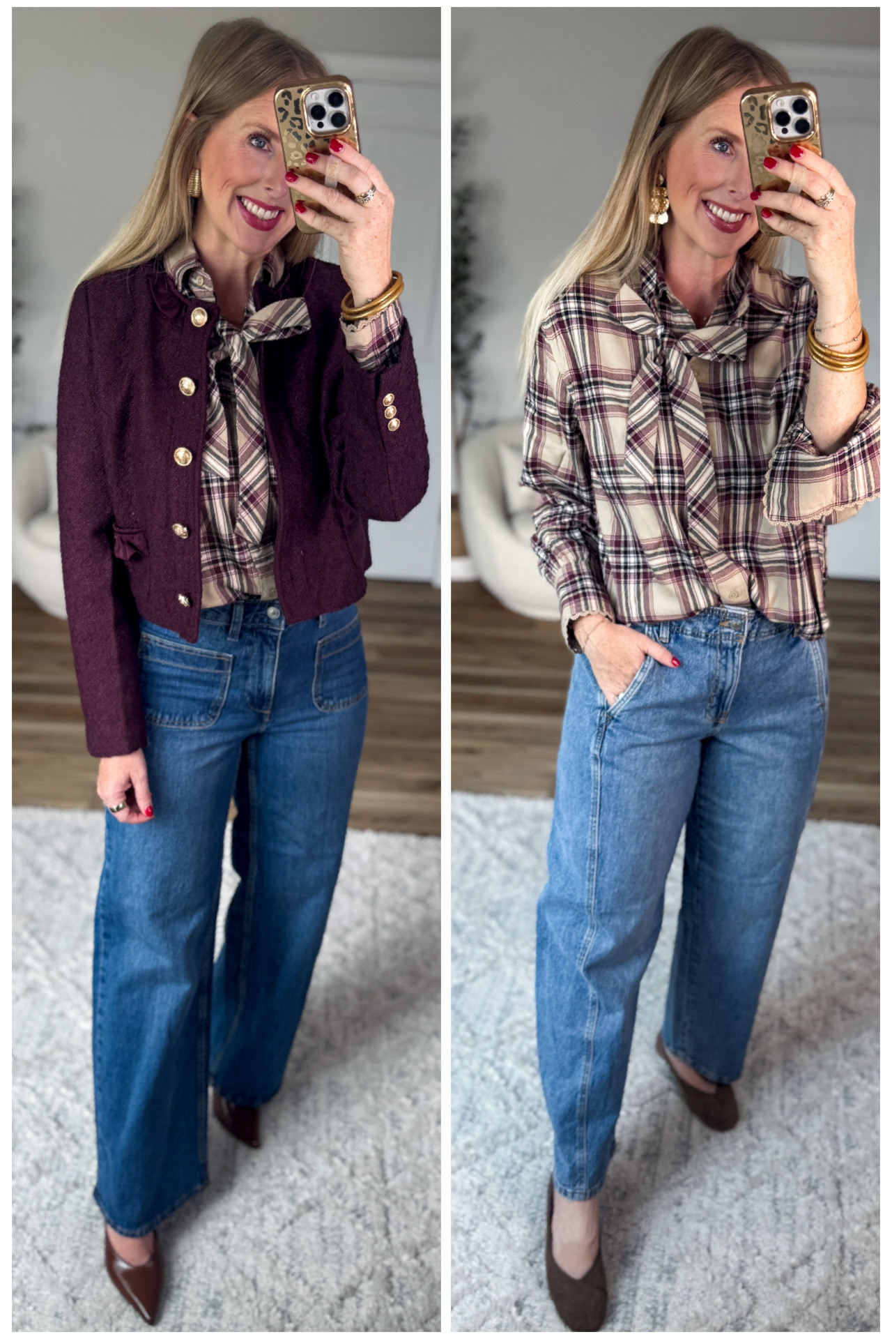 2 ways to style this plaid flannel with a bow collar from Walmart

#LTKgrwm
