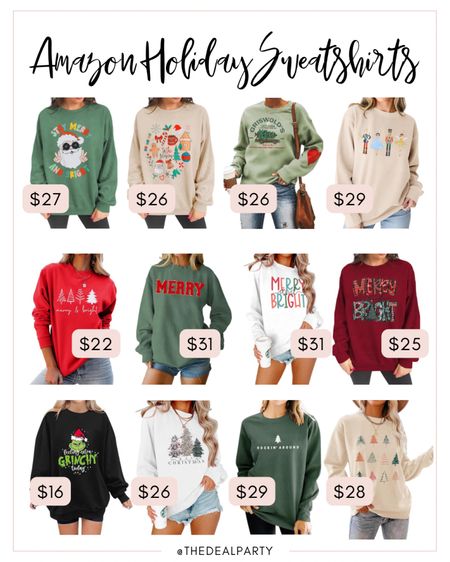 Amazon Holiday Sweatshirts | Christmas Sweatshirts | Amazon Fashion | Holiday Outfits 

#LTKstyletip #LTKSeasonal #LTKHoliday