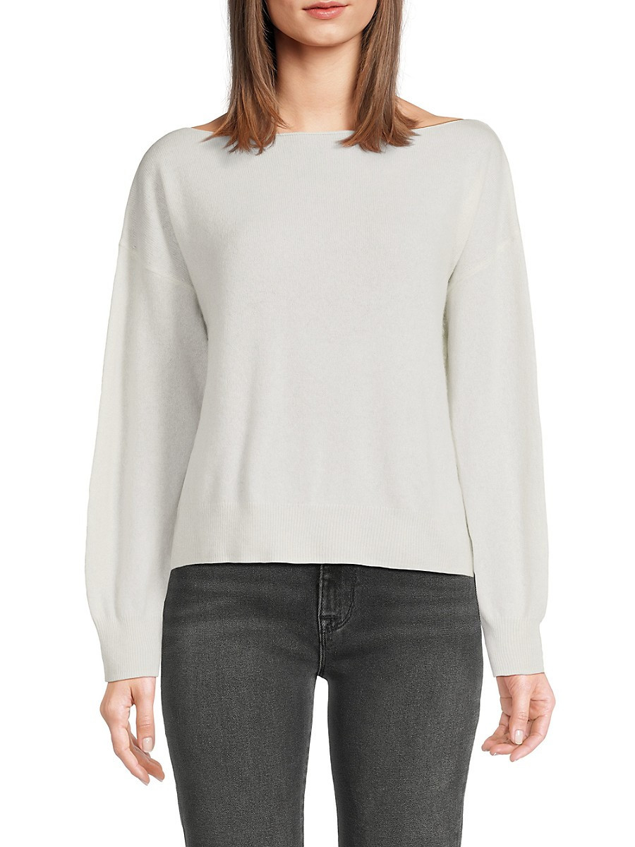 Saks Fifth Avenue Women's 100% Cashmere Boatneck Sweater - Snow Bunny - Size S | Saks Fifth Avenue OFF 5TH