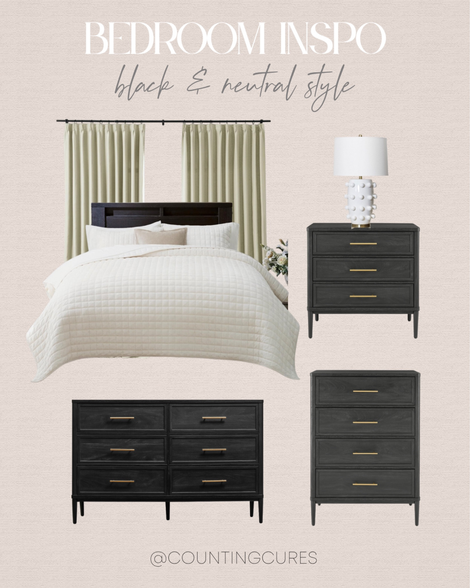 Design an ambient and comfortable bedroom using classic black and neutral colors! Mix sleek black details with soft, neutral shades for a modern look!
#furniturefinds #homedecor #bedroominspo #affordablefinds

#LTKStyleTip #LTKSeasonal #LTKHome