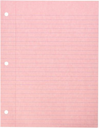 School Smart 3-Hole Punched Filler Paper, 8-1/2 x 11 Inches, Pink, 100 Sheets - 087155 | Amazon (US)