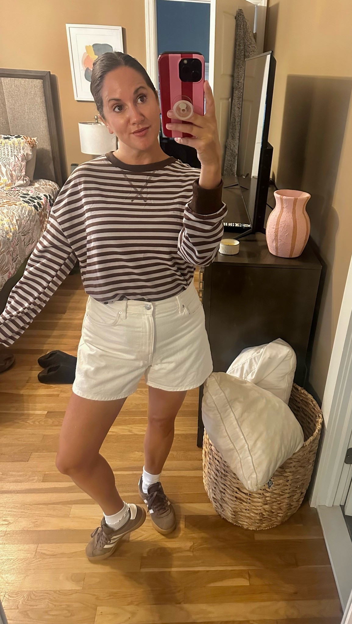 Chilly Sunday giving me an excuse to wear this new long sleeve striped tee. — VERY into stripes right now. The white shorts are old + from Mango!

#LTKootd #LTKmorningroutine #LTKSeasonal