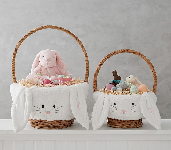 White Long Eared Fur Bunny Easter Basket Liners | Pottery Barn Kids