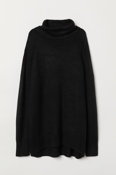 H & M - Knitted polo-neck jumper - Black | H&M (UK, MY, IN, SG, PH, TW, HK)