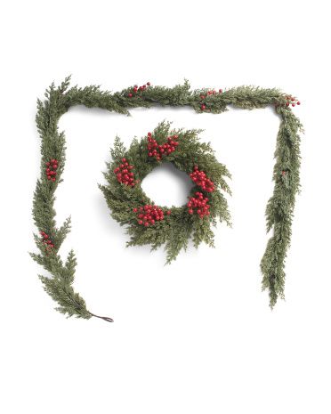 2pc Garland And Wreath Set | TJ Maxx