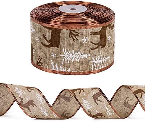 LaRibbons Wired Christmas Holiday Ribbon - Burlap Ribbon with Wired Edge - 2.5 inch x 25 Yard Each R | Amazon (US)