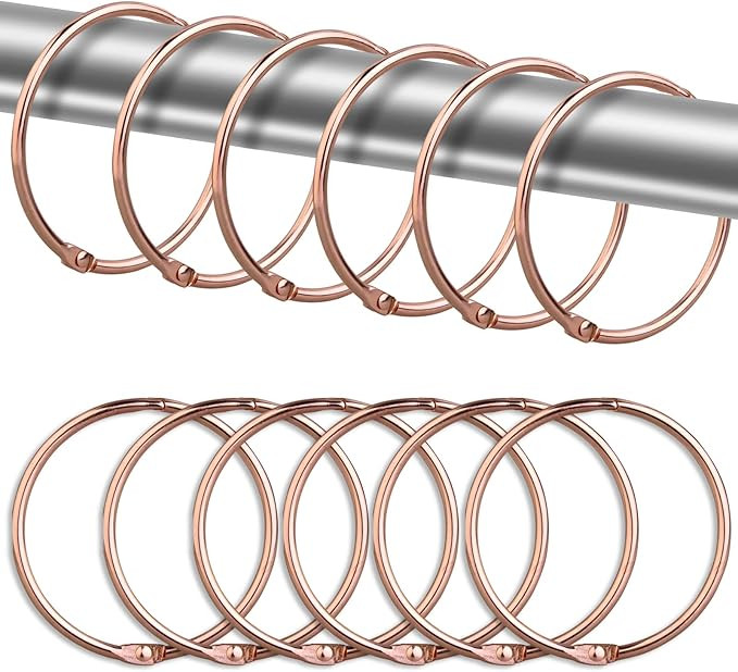 24 Pack Shower Curtain Rings, Rustproof Decorative Shower Curtain Hooks Metal Round Shower Ring H... | Amazon (US)