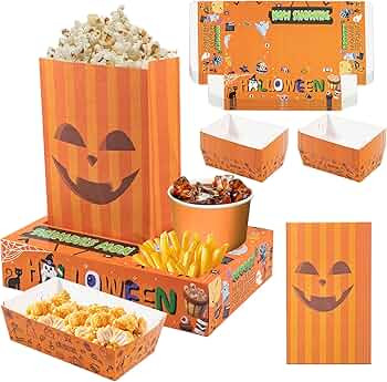 48 PCS Halloween Movie Night Party Supplies – 24 Snack Boxes, 12 Food Trays, 12 Popcorn Bags ... | Amazon (US)