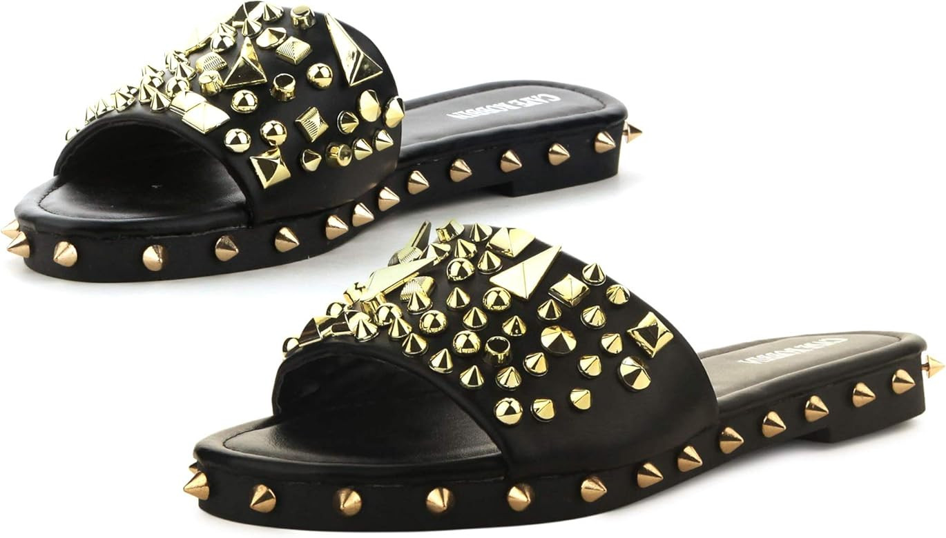 Cape Robbin Tonie Sandals Slides for Women, Studded Womens Mules Slip On Shoes | Amazon (US)