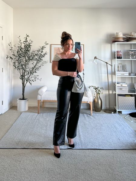 The beautiful satin bow back is GORGEOUS on this top! I love it so much! Wearing a medium! 

Pants Curve Love Vegan Leather 90s Relaxed Pant size 29/8R

#LTKHoliday #LTKmidsize #LTKSeasonal