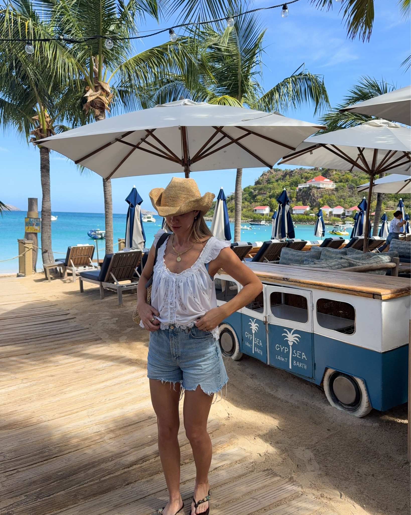 Small in this top & size 26 for these denim shorts both tts! I love these two items so much perfect for beach or pool wear! 🥥🌊 

#LTKTravel #LTKSwim