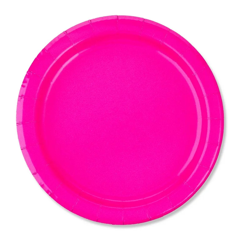 Disposable Paper Plates, 7", Neon Pink, 24 Count, by Way To Celebrate | Walmart (US)