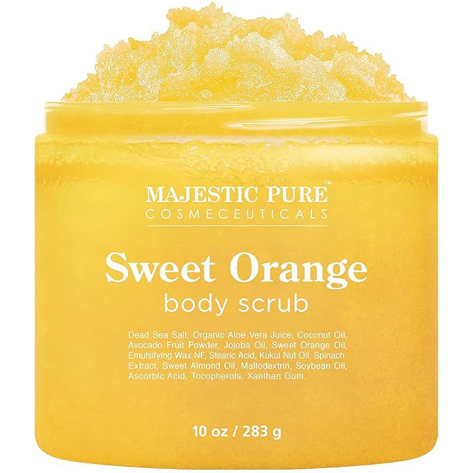 Majestic Pure Sweet Orange Body Scrub - Exfoliates, Moisturizes, and Nourishes Skin, 10 oz | Amazon (US)