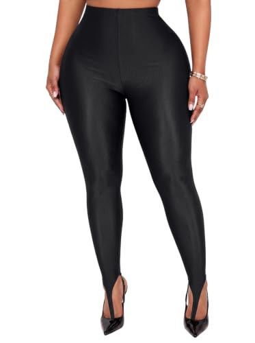 EDITCOZY Sexy Leggings for Women High Waisted Bodycon Pants Black L | Amazon (US)