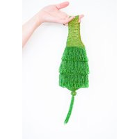 Antique Green Beaded Purse W Fringe & Tassel | Etsy (US)