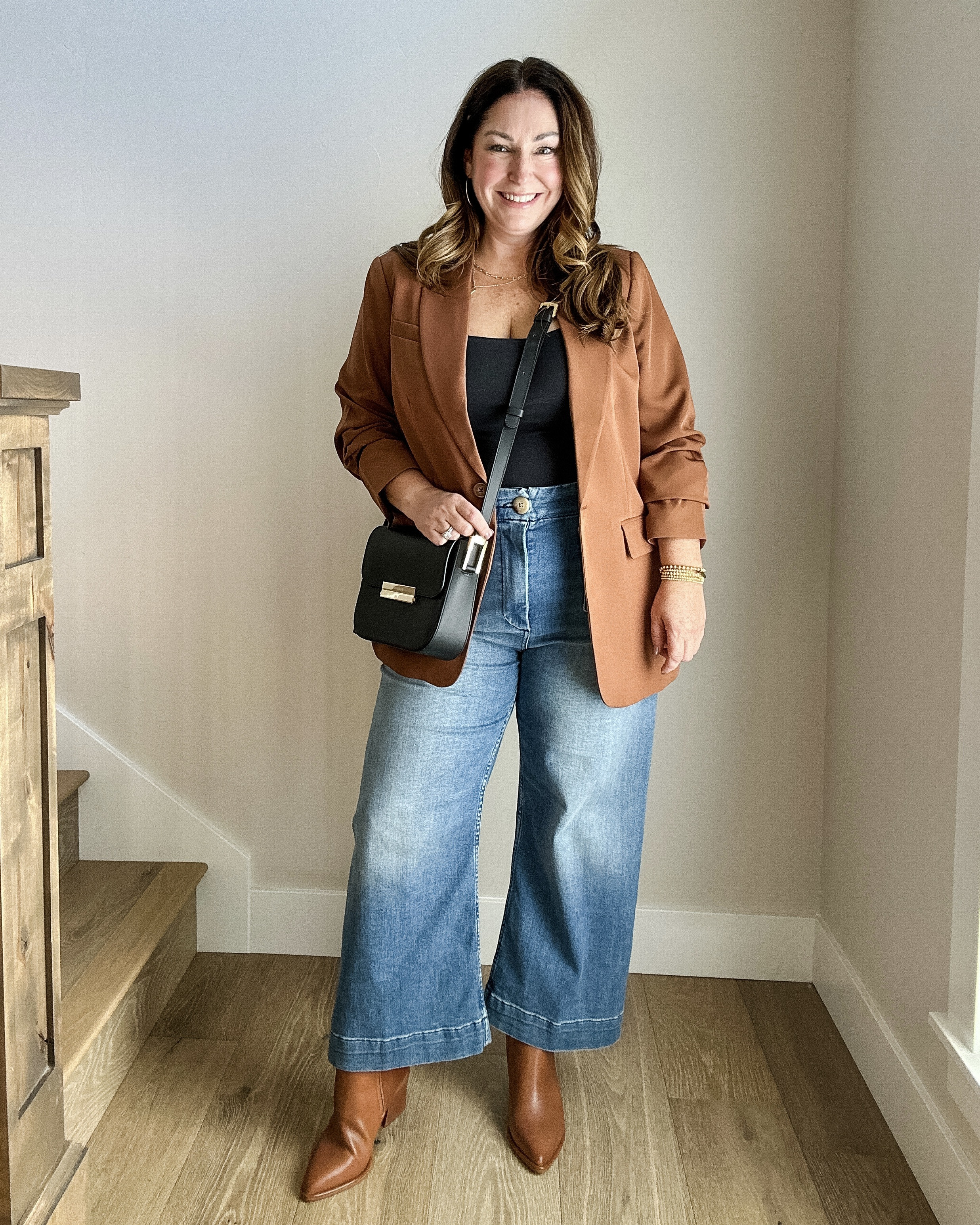 Fall Midsize Jean Outfit
· These stretchy, cropped wide leg style are great for fall but I sized up to 32/14 for best fit
· These come in several washes and fabrics but found the linen to run small 
· Wearing large in tops 

Wide Leg Jeans, Fall Jeans, Midsize jeans , Fall outfits, jeans with booties, TheRecrutierMom 

#LTKSeasonal #LTKMidsize #LTKStyleTip