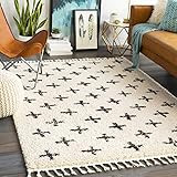 Artistic Weavers Olinda Swiss Cross Shag Area Rug, 6'7" x 9', Charcoal/Beige | Amazon (US)