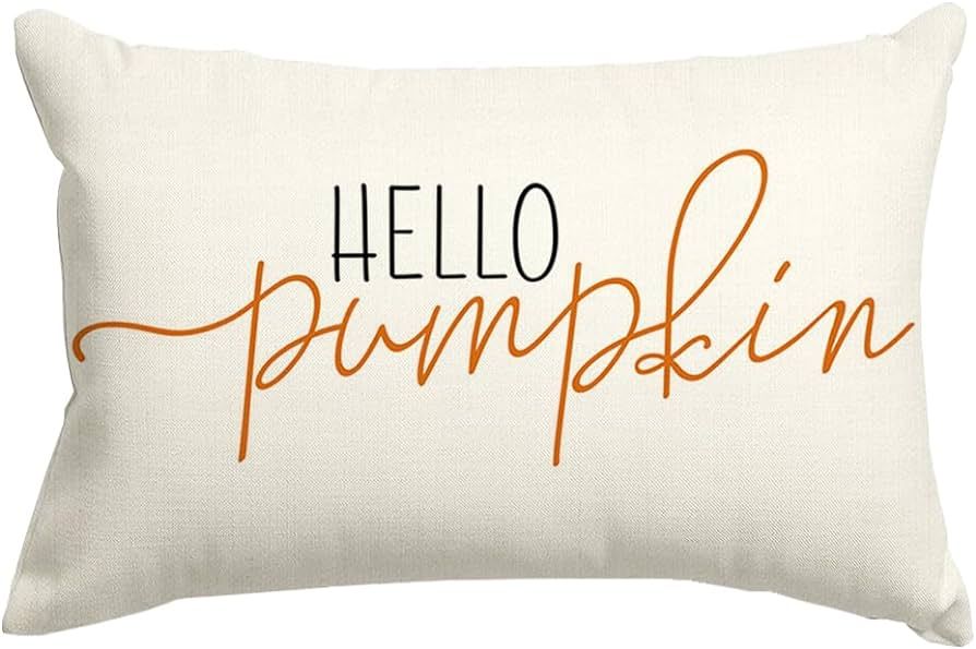 RABUSOFA Fall Throw Pillows Covers 12x20 Inch,Autumn Hello Pumpkin Pillows Decorative Throw Pillo... | Amazon (US)