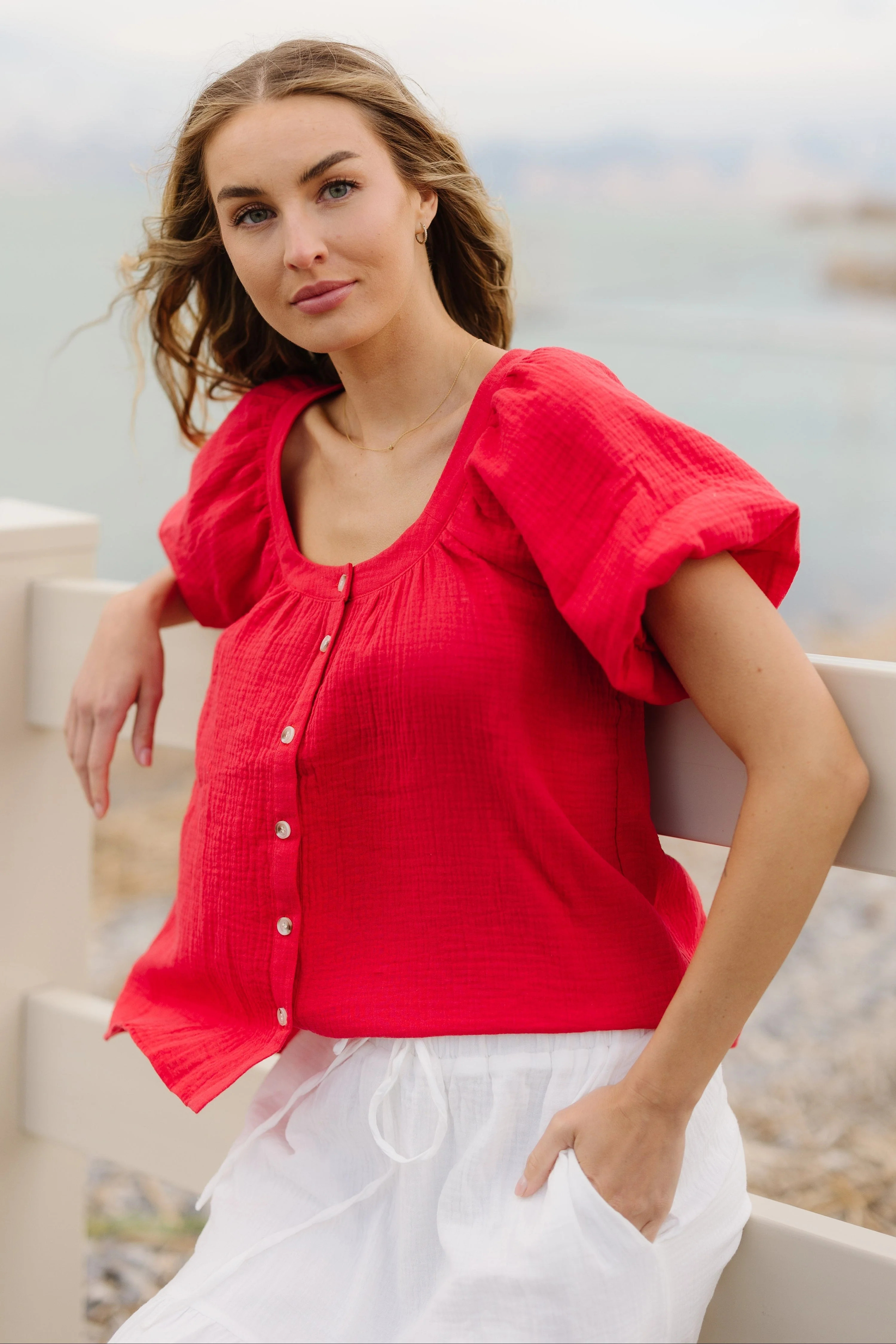 Brass & Roe Gauze Button-Down Top - Summer | Called To Surf