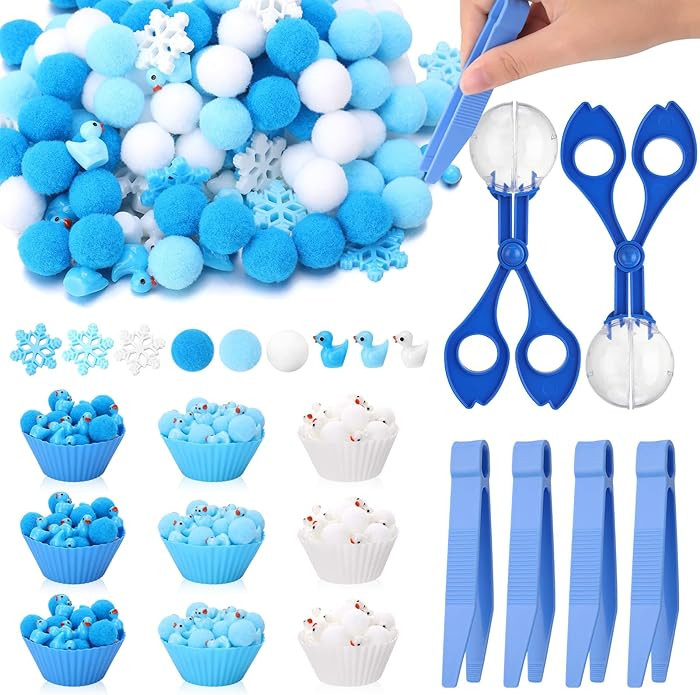 195 Pcs Winter Sensory Bin Filler Sensory Bin Items Fine Motor Toys Christmas Counting Sorting 12... | Amazon (US)