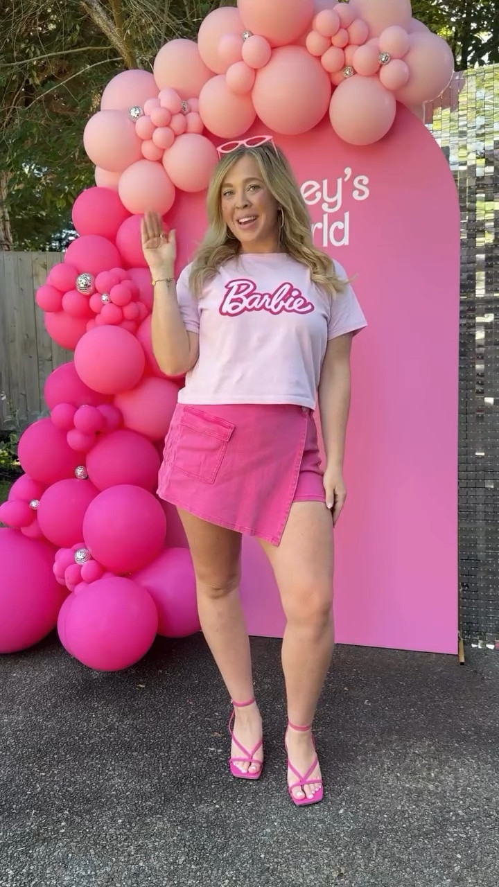 Barbie themed outfits! Everything is from Amazon. As for me, I’m wearing a size large in both the skort and the cropped shirt. For Maisey’s classic Barbie dress, I layered it with a tulle skirt underneath for more volume! I would highly recommend if you shop for your girls as well 💘

#LTKFamily #LTKKids #LTKParties