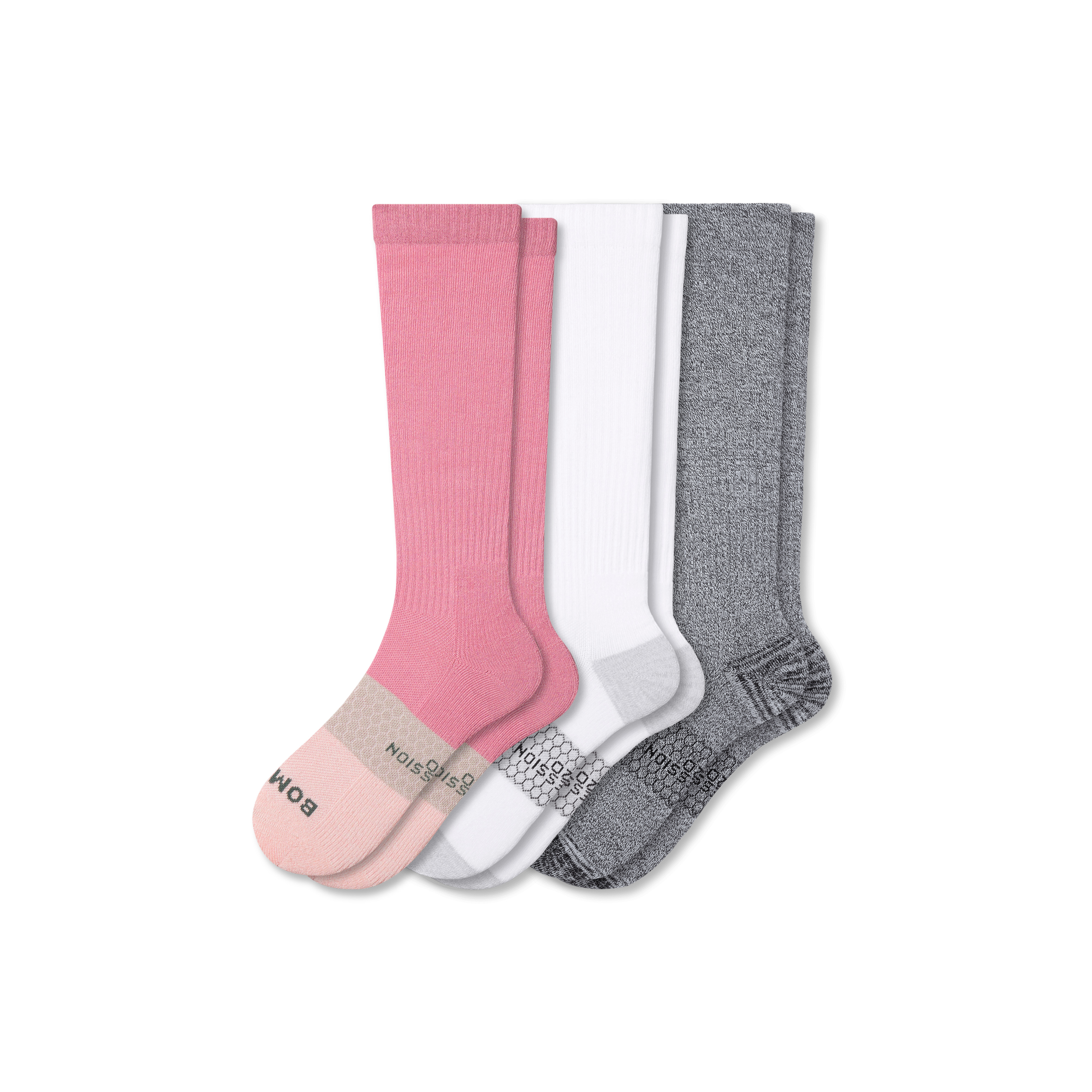 Women's Everyday Compression Knee High Sock 3-Pack (15-20mmHg) - Faded Petal Mix - Small - Cotton Blend - Bombas | Bombas
