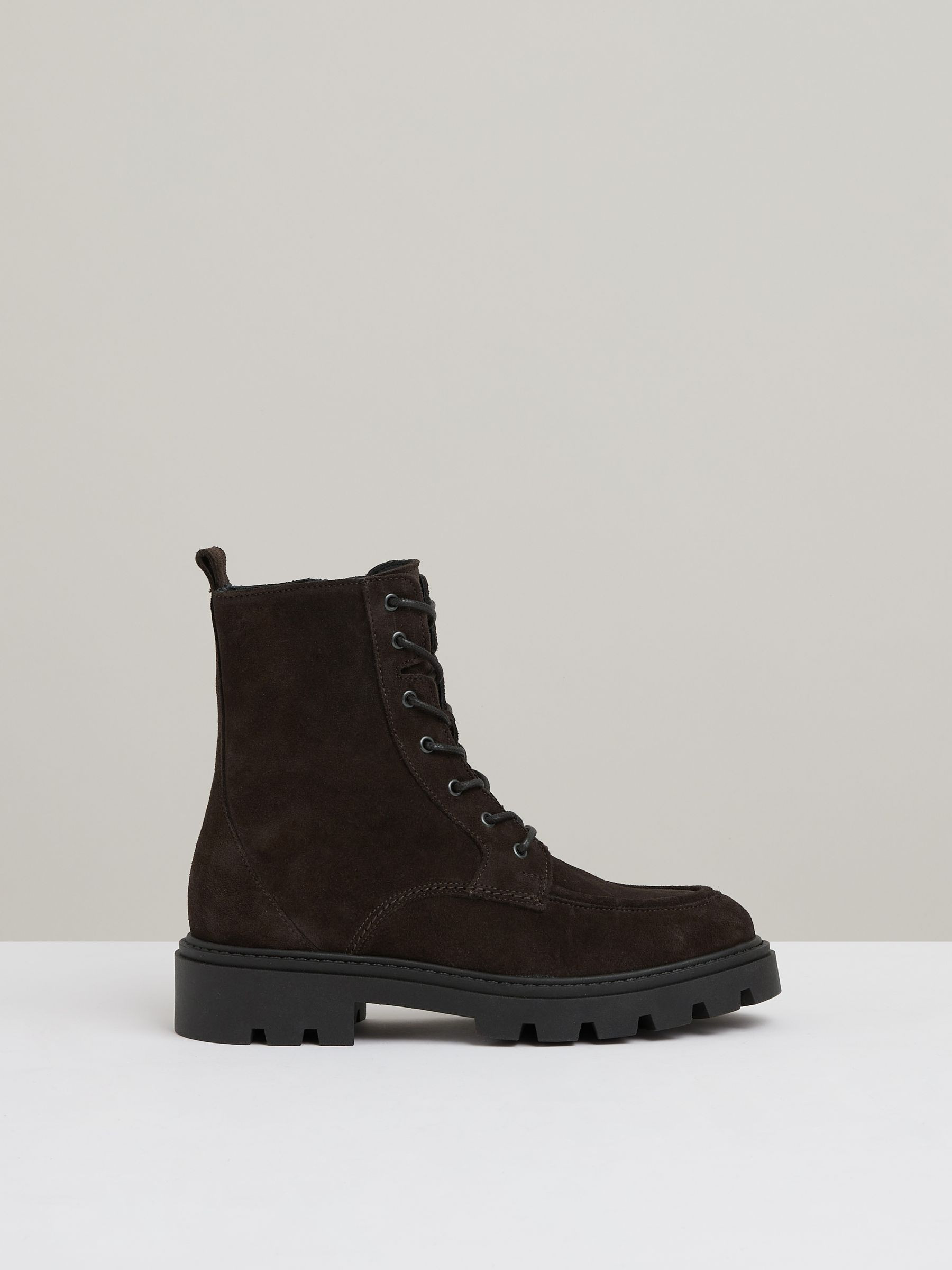 Reiss Leather Lace-Up Boots in Chocolate - REISS | Reiss UK