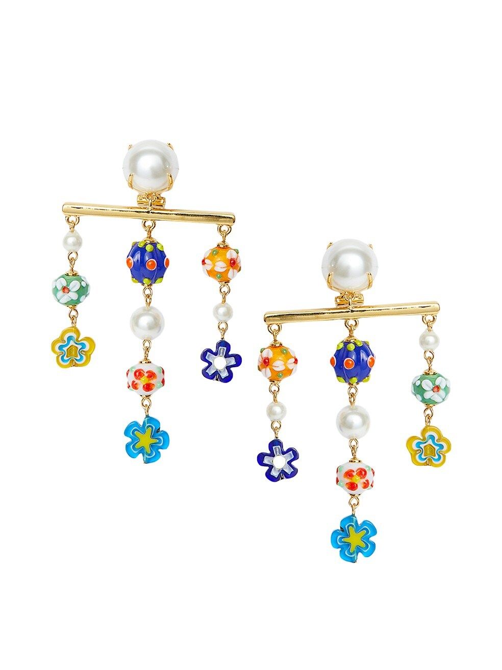 14K-Gold-Plated, Acrylic Pearl, & Glass Beaded Chandelier Earrings | Saks Fifth Avenue