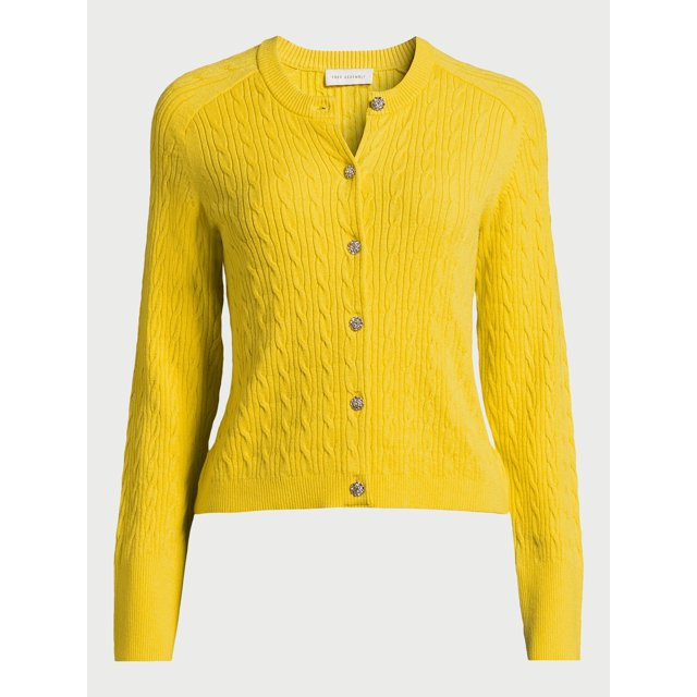 Free Assembly Women’s Cable Knit Cardigan Sweater with Long Sleeves, Lightweight, Sizes XS-XXXL | Walmart (US)